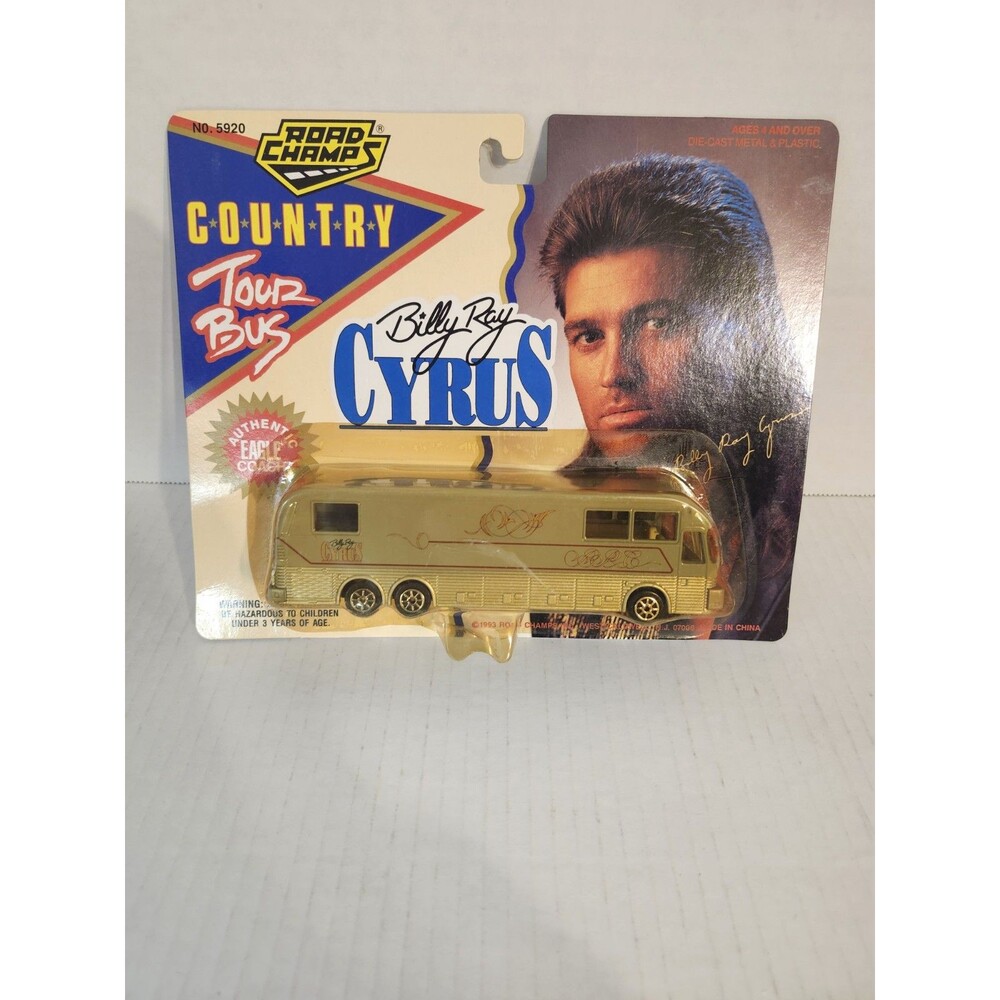 Vintage NIP Road Champs Country Tour Bus Billy Ray Cyrus 1993 Silver Diecast NOS
